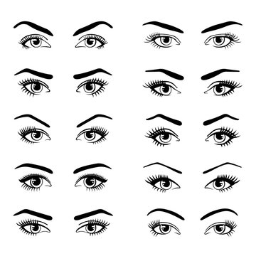 Set of various types of female eyes.