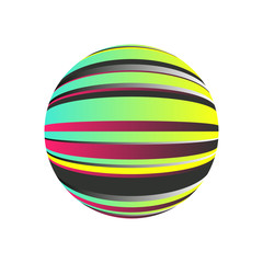striped sphere in multicolor shades on white