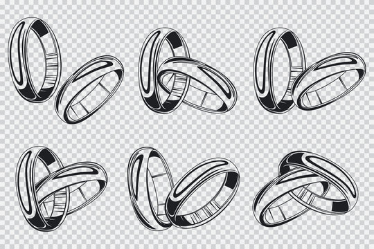 wedding rings clipart black and white