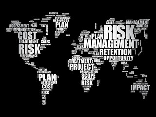 Obraz na płótnie Canvas Risk Management word cloud in shape of World Map, business concept background