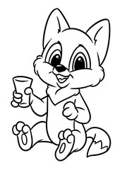 Cat happy cartoon illustration animal character isolated image coloring page