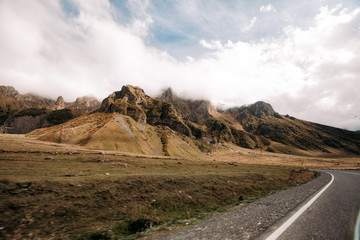 Beautiful view of the Caucasus Mountains along the Georgian Military Road