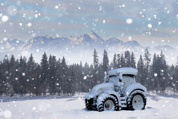 tractor on snow