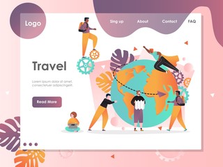 Travel vector website landing page design template - obrazy, fototapety, plakaty
