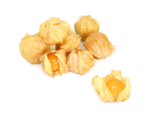 Cape gooseberry Physalis healthy fruit and vegetable, On white background and Clipping Path