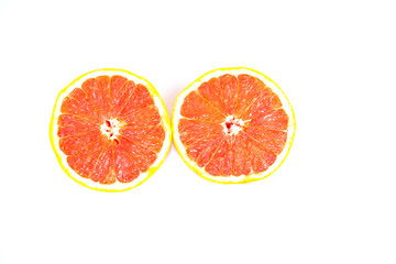 slices of grapefruit isolated on white background