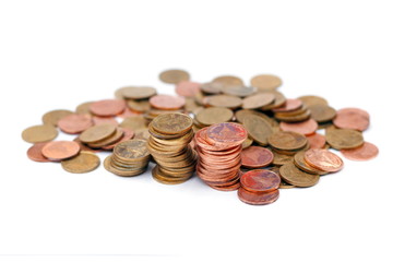 The concept of saving money set up on a white background.