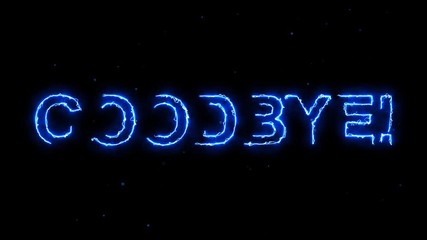 Goodbye text revealed electric and futuristic energy hot glowing burning fire motion background. Available in 4K 60 fps video render footage