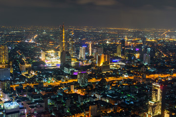 High view of Bangkok city in night time