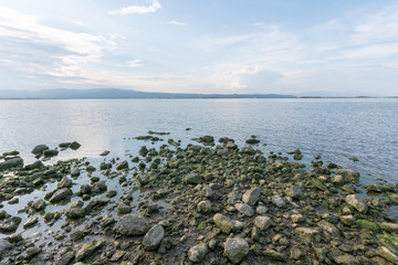 Paisaje marino con nubes. Delta del Ebro