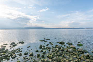Paisaje marino con nubes. Delta del Ebro