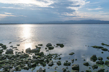 Paisaje marino con nubes. Delta del Ebro