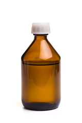 Medical glass bottle on a white background
