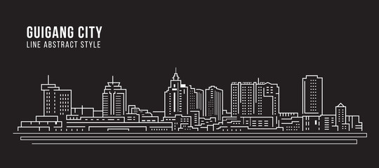 Cityscape Building Line art Vector Illustration design -  Guigang city