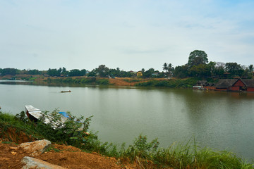 Fototapeta na wymiar Top view of pakse, Mekong River in Laos