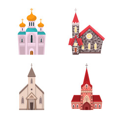 Vector design of religion and building symbol. Set of religion and faith stock symbol for web.