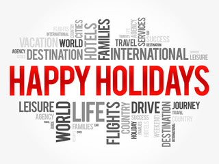 Obraz premium Happy Holidays word cloud collage, holiday concept background