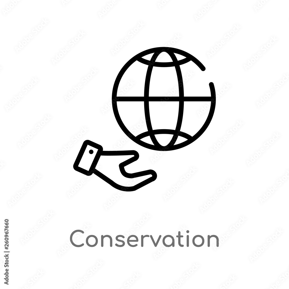 Poster outline conservation vector icon. isolated black simple line element illustration from nature concep