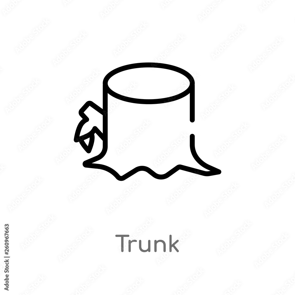 Poster outline trunk vector icon. isolated black simple line element illustration from nature concept. edit