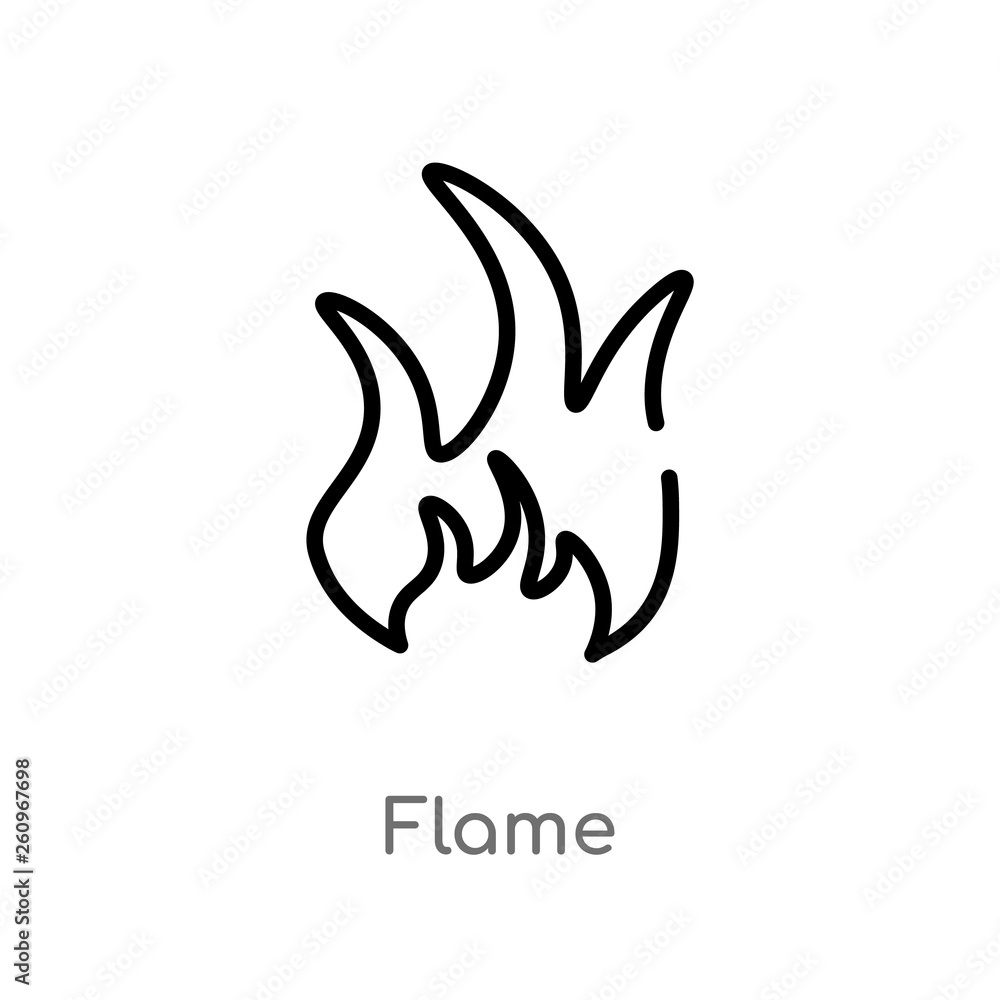 Poster outline flame vector icon. isolated black simple line element illustration from nature concept. edit