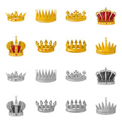 Vector illustration of medieval and nobility sign. Collection of medieval and monarchy stock symbol for web.