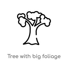 outline tree with big foliage vector icon. isolated black simple line element illustration from nature concept. editable vector stroke tree with big foliage icon on white background