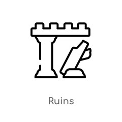 outline ruins vector icon. isolated black simple line element illustration from nature concept. editable vector stroke ruins icon on white background
