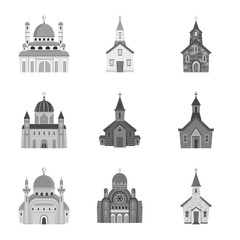 Isolated object of architecture and faith logo. Set of architecture and traditional vector icon for stock.