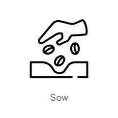 outline sow vector icon. isolated black simple line element illustration from nature concept. editable vector stroke sow icon on white background