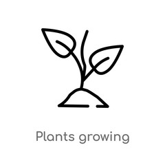 outline plants growing vector icon. isolated black simple line element illustration from nature concept. editable vector stroke plants growing icon on white background