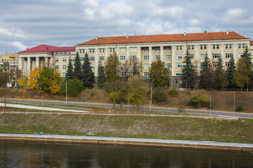 Obraz premium Building of the Faculty of Economics of the National University in Vilnius. Lithuania