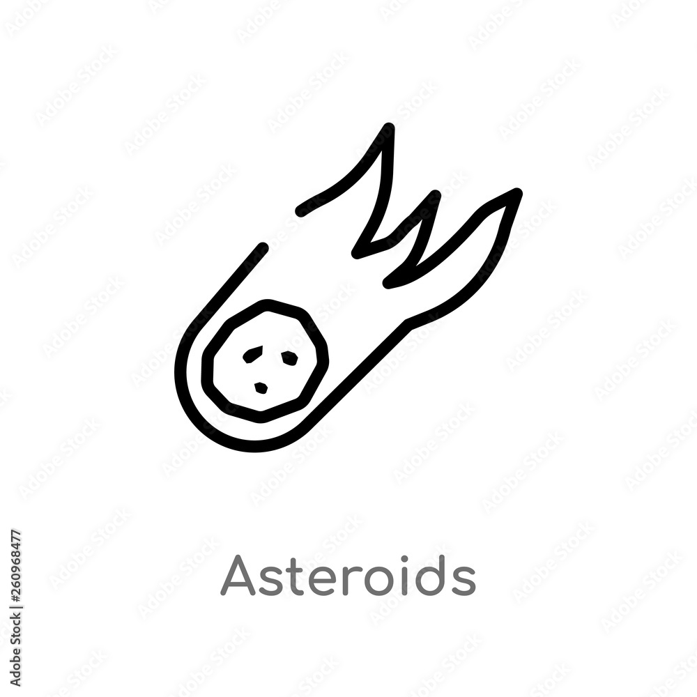 Poster outline asteroids vector icon. isolated black simple line element illustration from nature concept. 