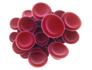Red blood cells isolated on a white background, 3d medical illustration