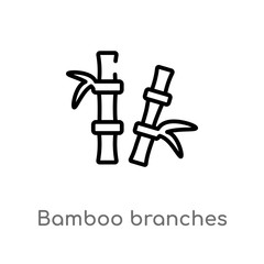 outline bamboo branches vector icon. isolated black simple line element illustration from nature concept. editable vector stroke bamboo branches icon on white background