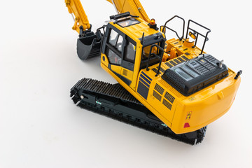 Yellow Excavator loader   on  a white background,Top view