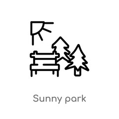 outline sunny park vector icon. isolated black simple line element illustration from nature concept. editable vector stroke sunny park icon on white background