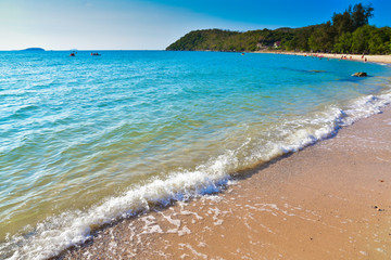 Blue sea brighten sea view blue sky background