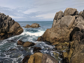 Ocean beach California  wave rock  on the beach