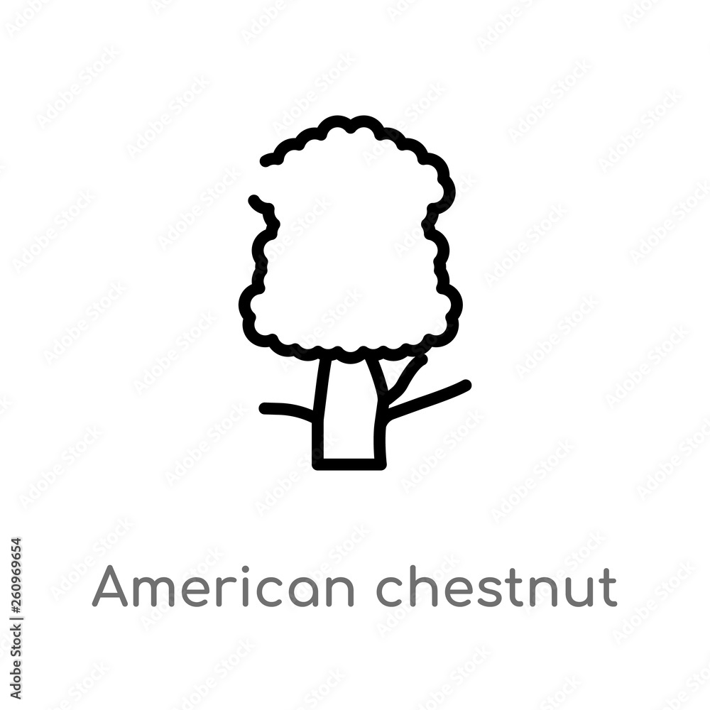 Poster outline american chestnut tree vector icon. isolated black simple line element illustration from nat