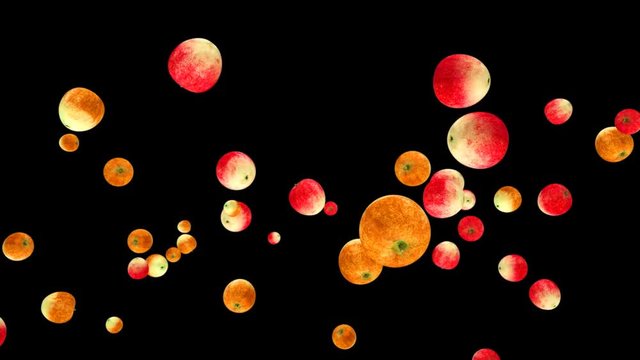 Apples flying in slow motion, Alpha Channel