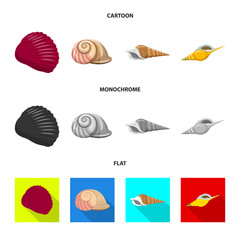 Isolated object of animal and decoration sign. Set of animal and ocean stock vector illustration.