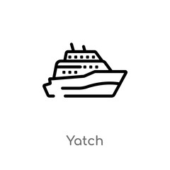 Obraz premium outline yatch vector icon. isolated black simple line element illustration from nautical concept. editable vector stroke yatch icon on white background