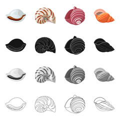 Vector illustration of animal and decoration logo. Set of animal and ocean stock symbol for web.