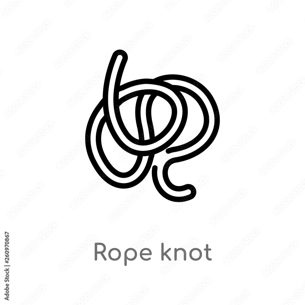 Poster outline rope knot vector icon. isolated black simple line element illustration from nautical concept