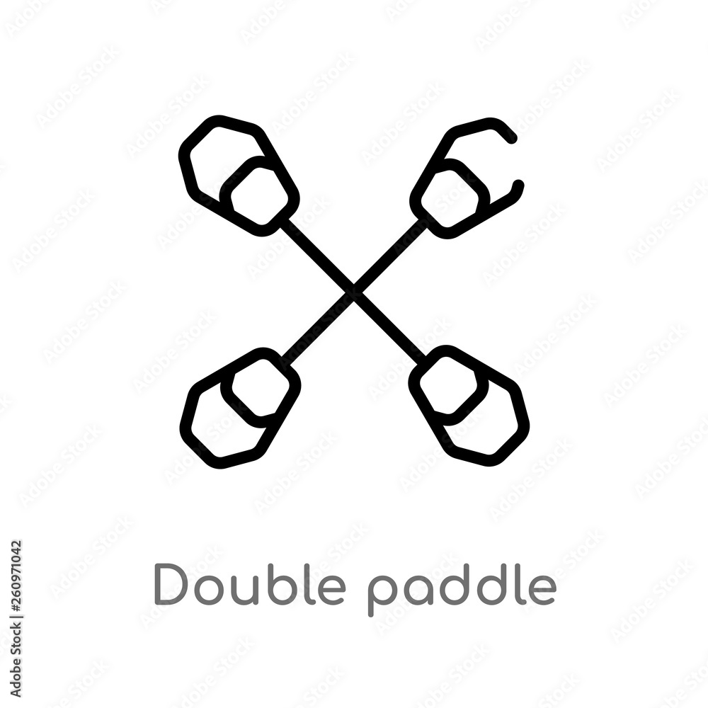 Poster outline double paddle vector icon. isolated black simple line element illustration from nautical con