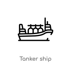 outline tanker ship vector icon. isolated black simple line element illustration from nautical concept. editable vector stroke tanker ship icon on white background