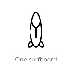outline one surfboard vector icon. isolated black simple line element illustration from nautical concept. editable vector stroke one surfboard icon on white background