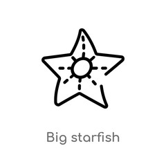 outline big starfish vector icon. isolated black simple line element illustration from nautical concept. editable vector stroke big starfish icon on white background