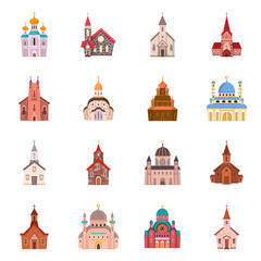 Vector illustration of religion and building logo. Set of religion and faith stock symbol for web.