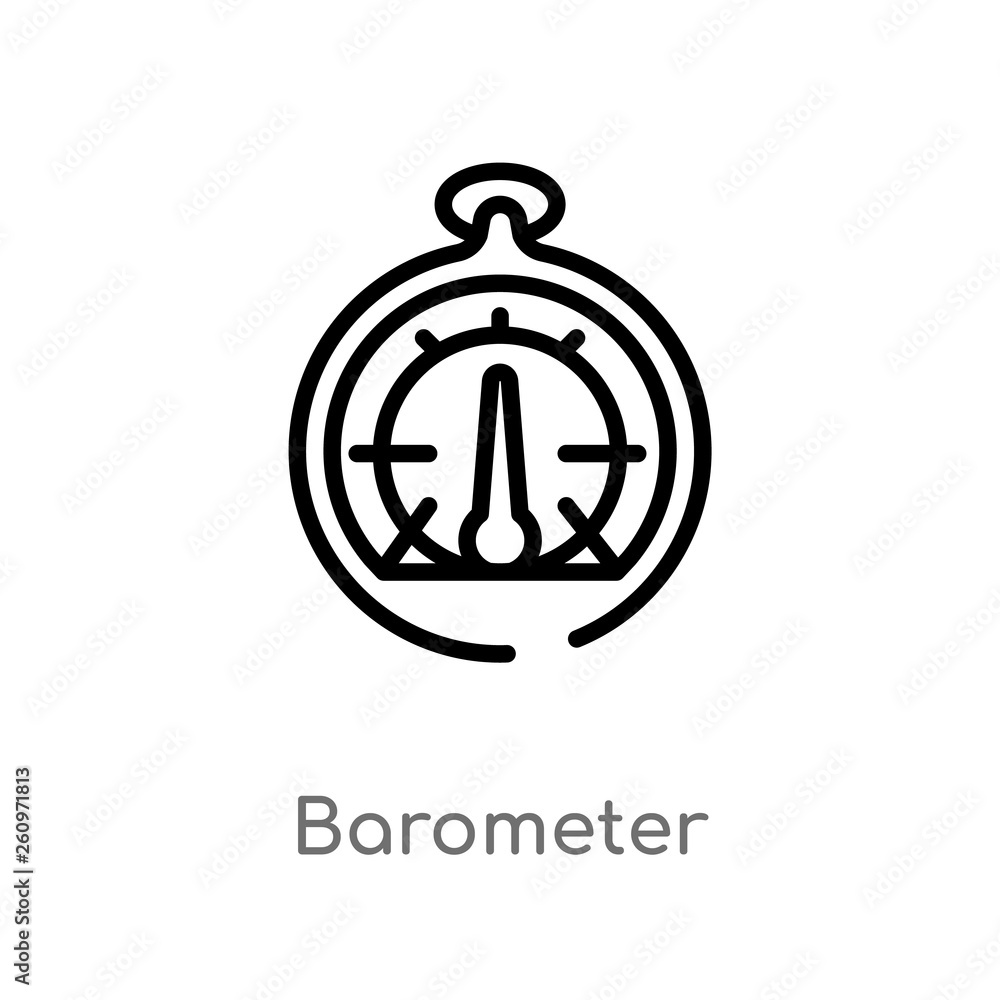 Poster outline barometer vector icon. isolated black simple line element illustration from nautical concept